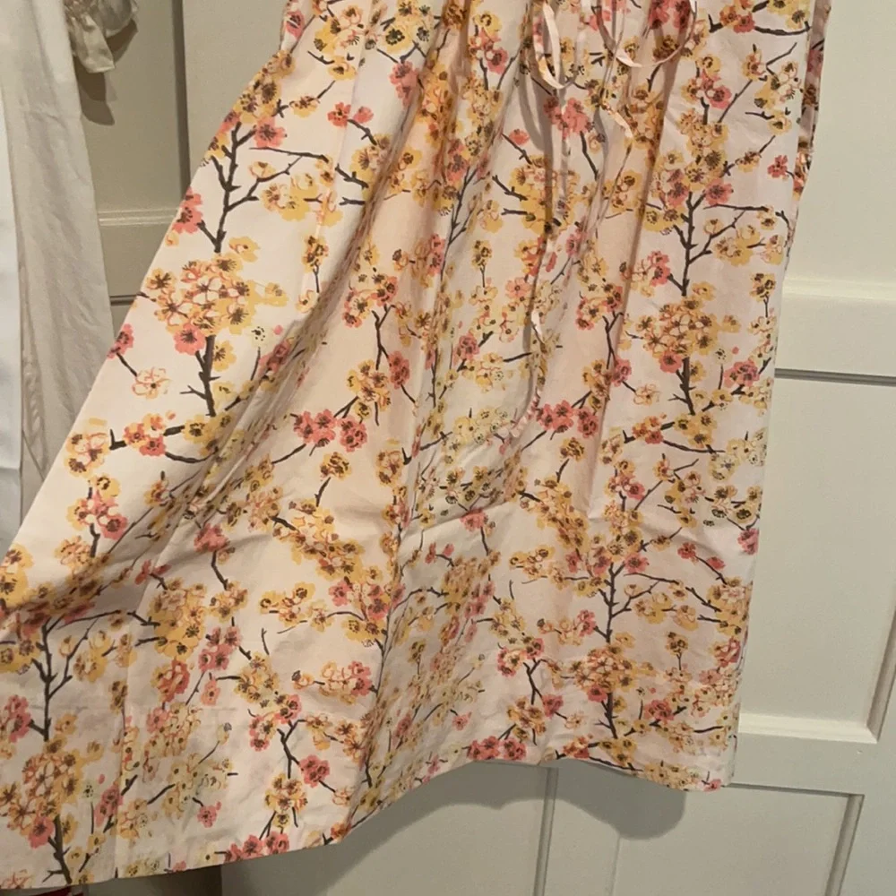 J.Crew Smocked neck puff-sleeve dress in cherry blossoms BA926